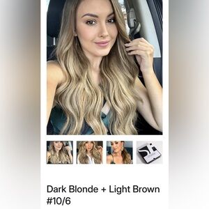 NEW Sitting Pretty Halo Remy Human Hair Extensions Dark Blonde Light Brown 20”